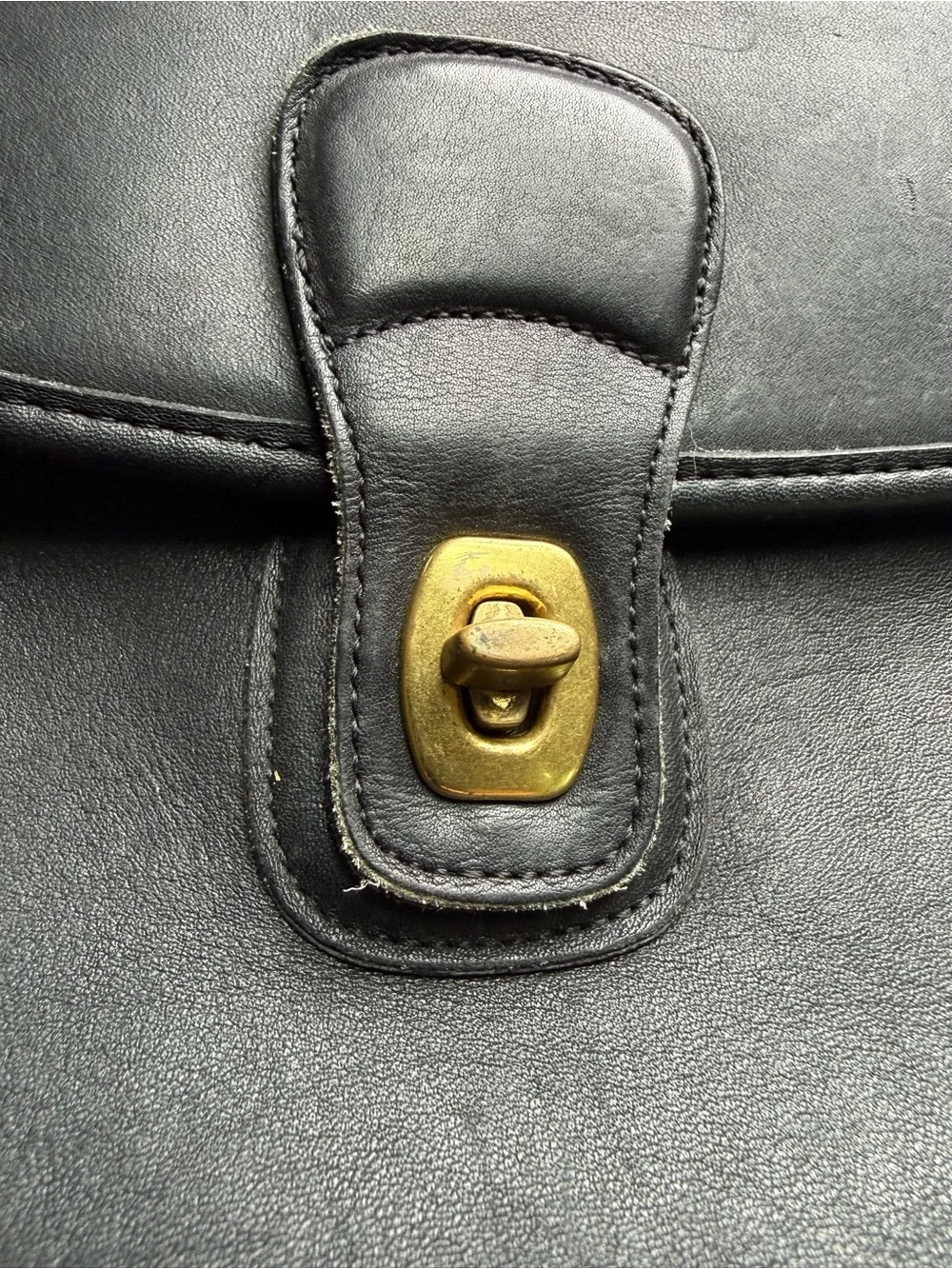 Coach Black Leather Men's Briefcase with Gold Hardware